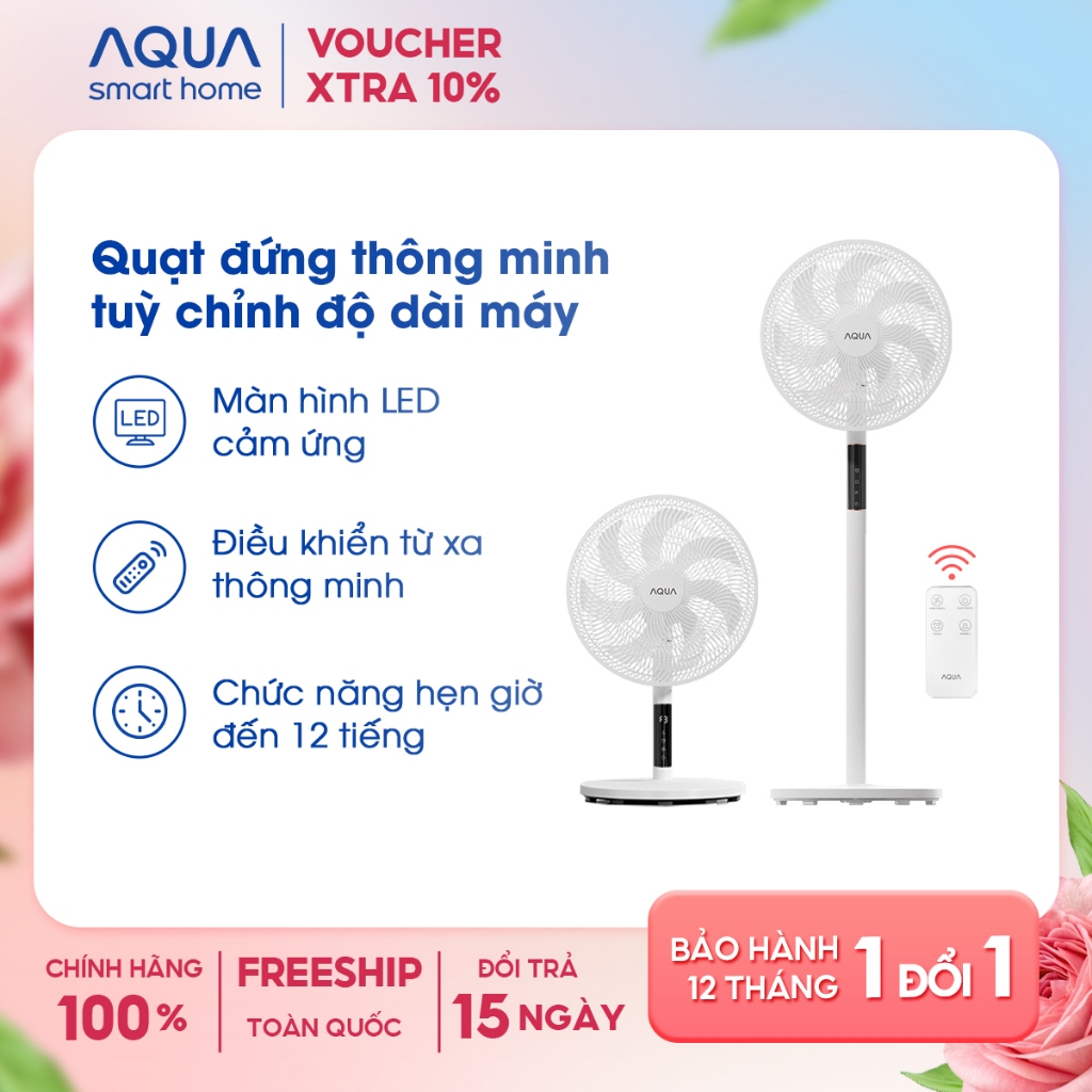 Quạt cây đứng Aqua FED3501R, FED3502R thân cảm ứng, điều khiển từ xa, có hẹn giờ và thu dài ngắn