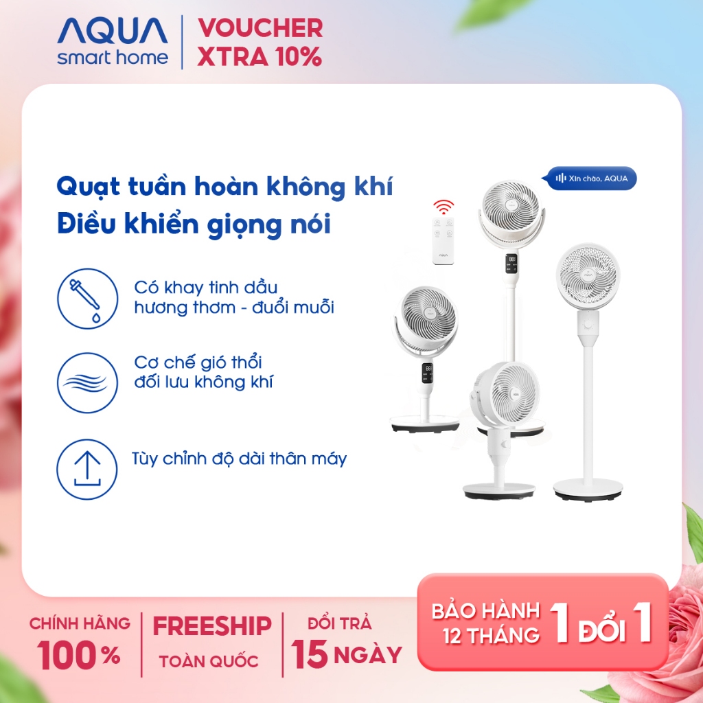Quạt đứng tuần hoàn không khí AQUA ED1823T, ED1800T có khay tinh dầu, tuỳ chỉnh độ dài