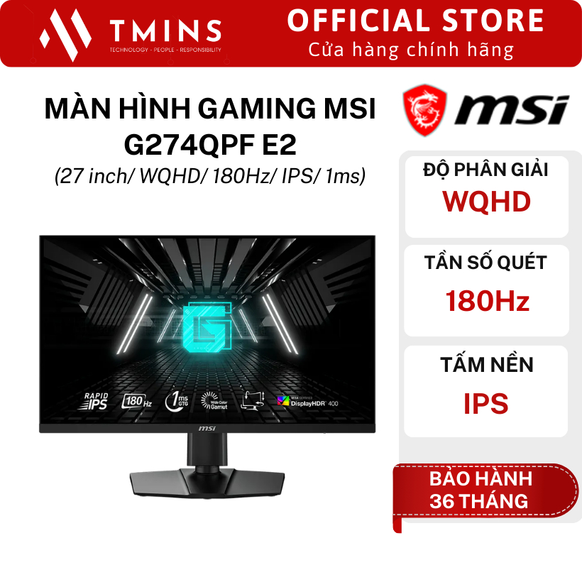 Màn hình Gaming MSI G274QPF E2 (27 inch/ WQHD/ 180Hz/ IPS/ 1ms) - Hàng chính hãng