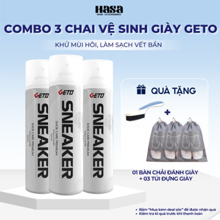 Combo 3 chai xịt tạo bọt vệ sinh giày Sneaker Geto cao cấp | Chai giặt khô giày loại bỏ vết bẩn mùi hôi