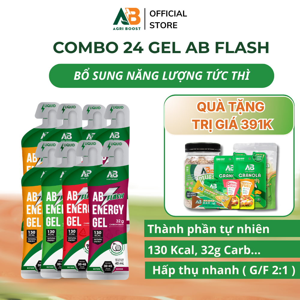 [QUÀ TẶNG 391K] Combo 24 Gel Năng Lượng AB Dạng Lỏng AB NUTRITION Thức Uống Cho Người Chơi Thể Thao