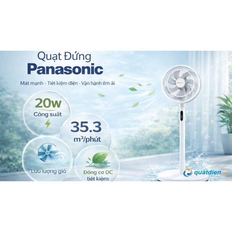 Quạt đứng Remote Panasonic động cơ DC 20W - Siêu êm 6 cấp độ gió. Quạt 7 cánh đường kính 30cm- F-30JLVW /  F-30JLVG | BigBuy360 - bigbuy360.vn