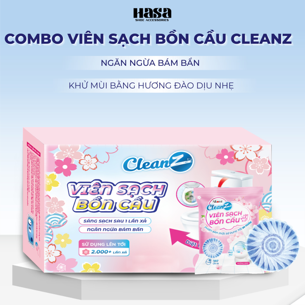 Combo Viên sạch bồn cầu CleanZ chai thả bồn cầu sạch khuẩn tẩy sạch mảng bám khử mùi diệt vi khuẩn toilet