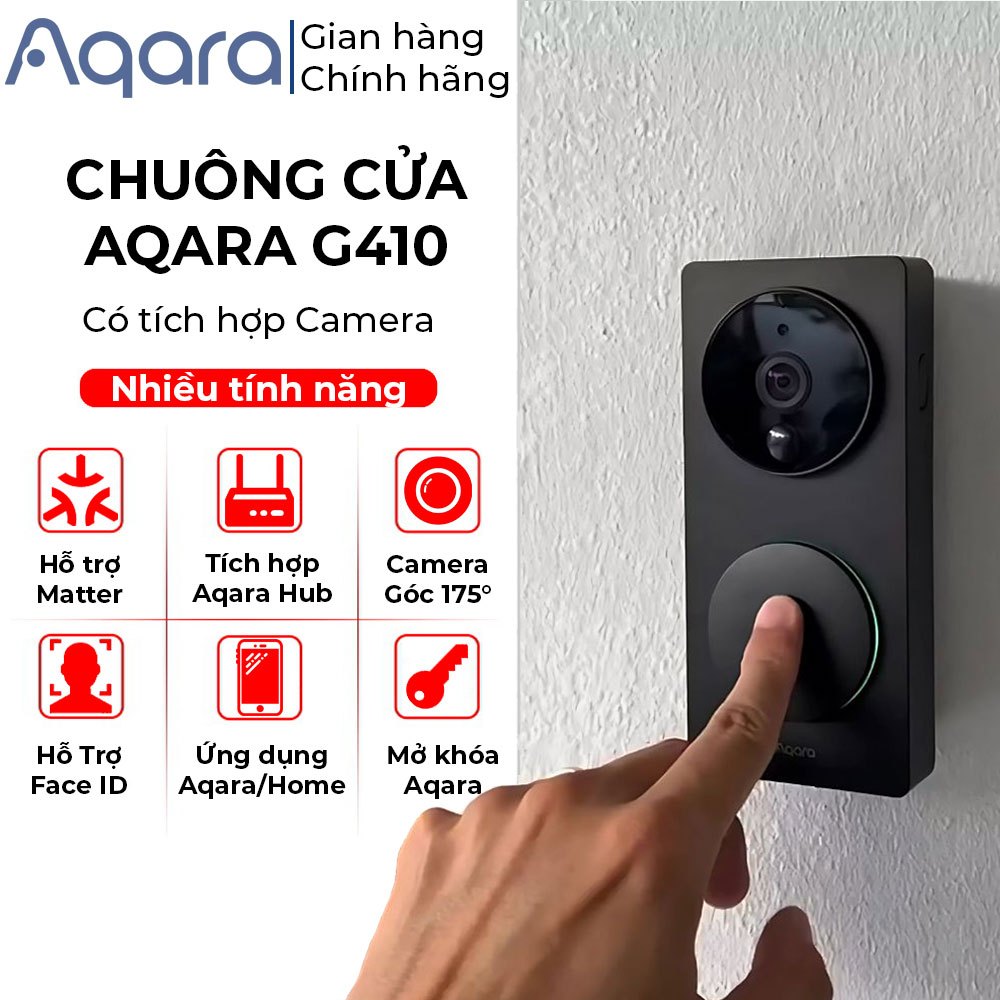 Chuông cửa Aqara G410 tích hợp Hub Aqara, Camera góc rộng - Dùng pin hoặc Cấp nguồn, Dễ dàng lắp đặt