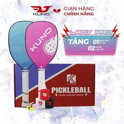 Vợt Pickleball KUNO LadyPro dành cho tập luyện, đúc ép nóng chất liệu sợi Carbon T700, độ dày 16mm tặng kèm quấn cán