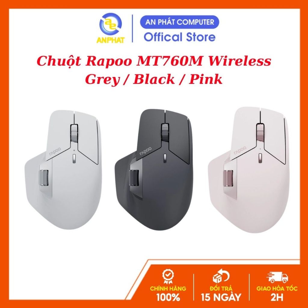 Chuột Rapoo MT760M Wireless Black/Pink/Grey