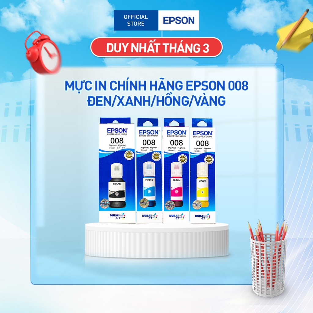 Mực Epson 008 Dùng Cho Máy L6460,L6490,L6570, L6580, L15150, L15160 Màu In Sắc Nét Tích Hợp Khả Năng