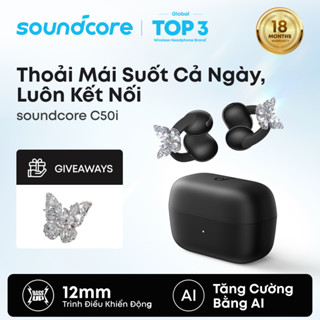 Soundcore C50i by Anker Open-Ear Headphones, Clip-On Earbuds, AI-Enhanced Calls 12mm Drivers for Powerful Bass, D1101