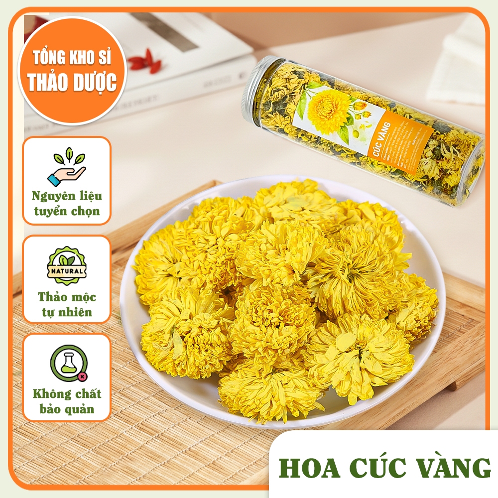 Hoa cúc vàng 100g, nguyên bông, thơm, đẹp, pha trà, nguyên liệu nấu trà sâm bông cúc
