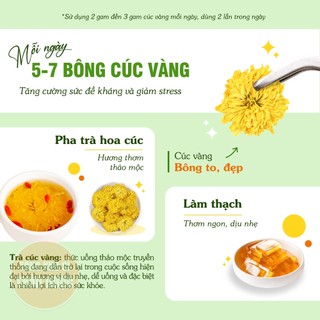Hoa cúc vàng 100g, nguyên bông, thơm, đẹp, pha trà, nguyên liệu nấu trà sâm bông cúc