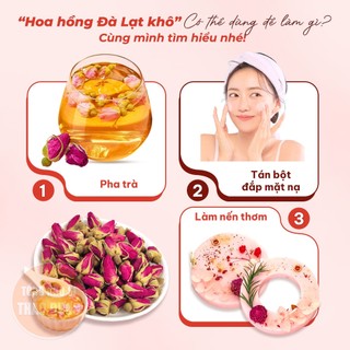 Hoa hồng Đà Lạt sấy lạnh 100g, nụ hoa hồng, nụ hồng nguyên nụ, dùng pha trà, decor, trang trí