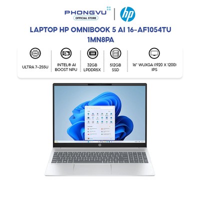 Laptop HP OmniBook 5 AI 16-af1054TU Ultra 7-255U - RAM 32GB - 512GB SSD - Win 11 - Bảo hành 12 tháng