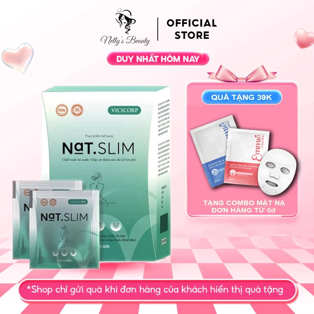 Trà Giảm Cân NAT SLIM Hộp 15 Gói - Mẫu Mới Trà Thảo Mộc Vicicorp Siết Dáng Nhanh Chóng Chính Hãng