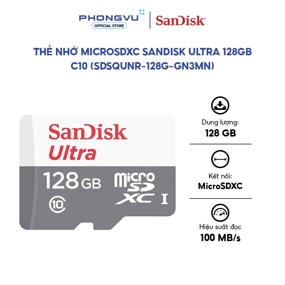 Thẻ nhớ Micro Sandisk Ultra 32GB/64GB/128GB SDSQUNR-GN3MN - Bảo hành 60 tháng