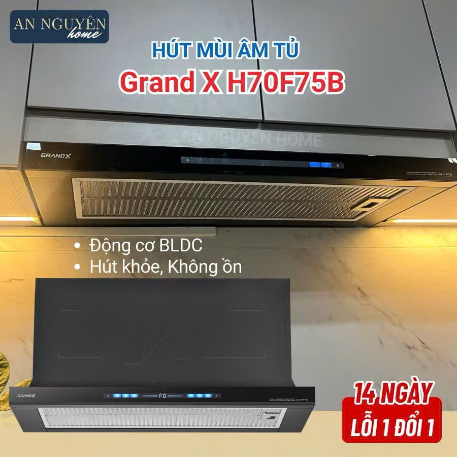 Hút mùi âm tủ GrandX H70F75B hút khỏe và siêu êm