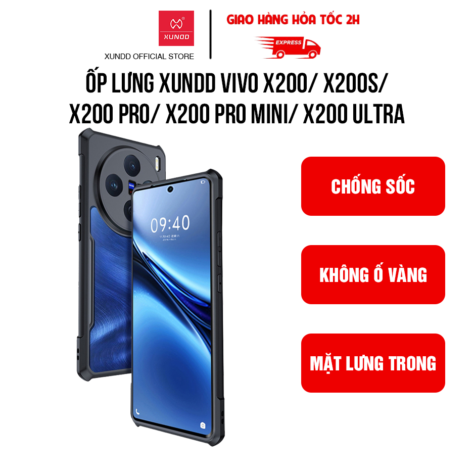 Ốp lưng XUNDD Vivo X200/ X200s/ X200 Pro/ X200 Pro Mini/ X200 Ultra - Viền TPU, Chống sốc, Mặt lưng 