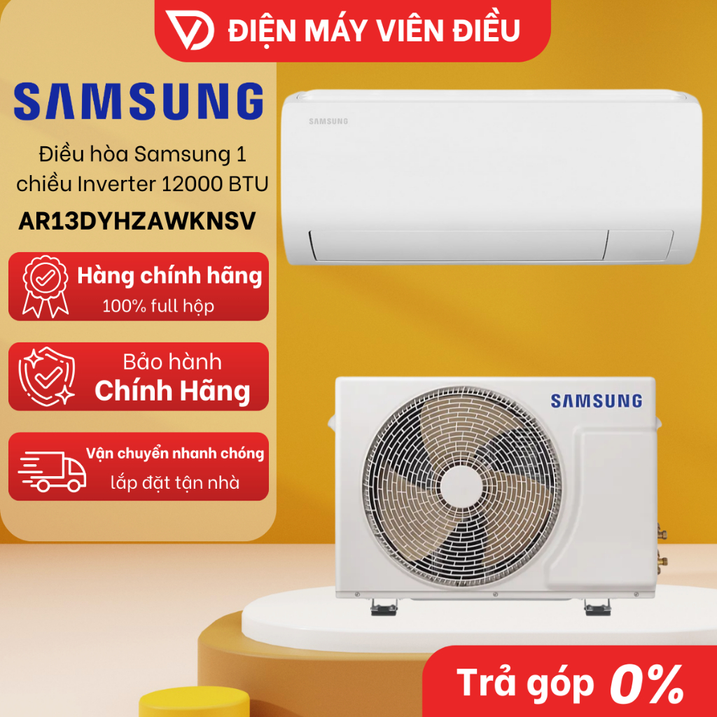 [FREESHIP NGHỆ AN] AR13DYHZAWKNSV - Máy lạnh / Điều hòa Samsung 1 chiều Inverter 1.5HP (12000 BTU)