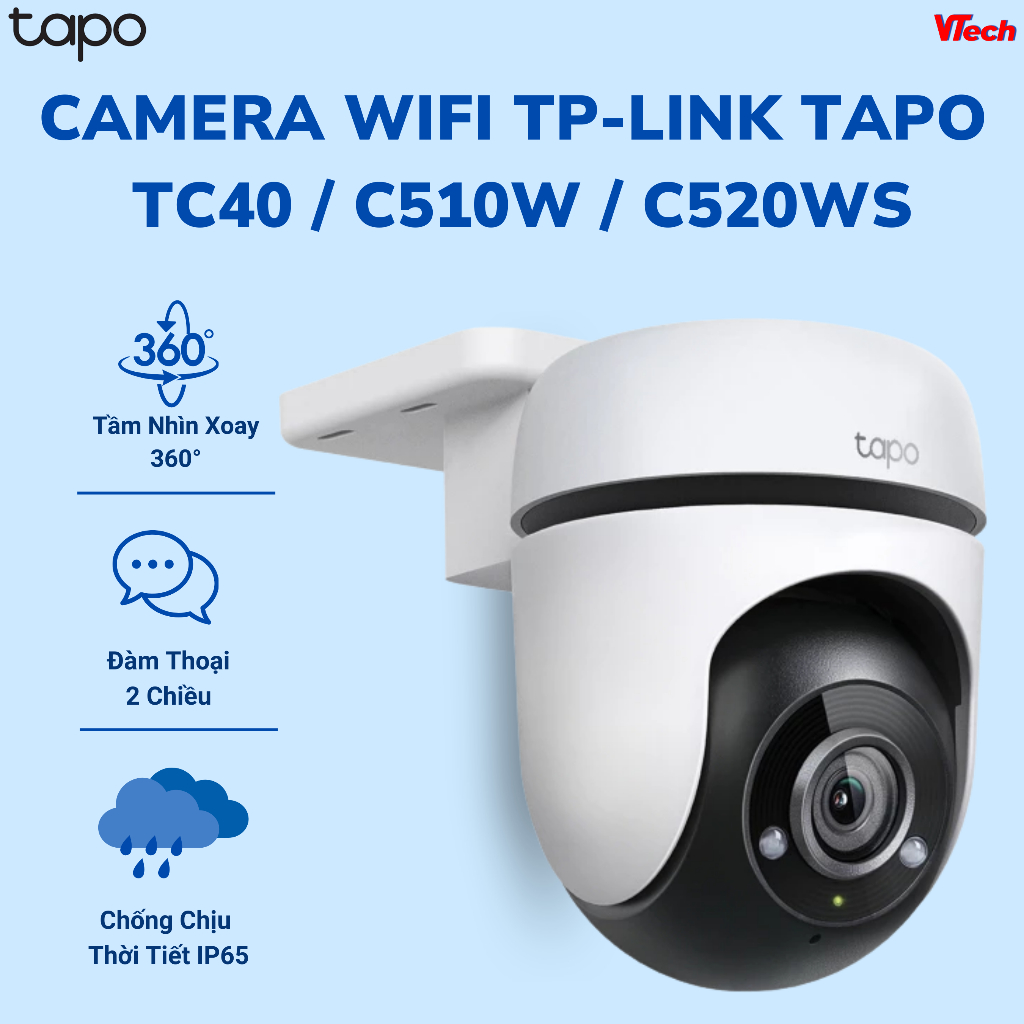 Camera WiFi TP-Link TC40 / C510W / C520WS An Ninh Quay/Quét 360 Độ, Chống Nước