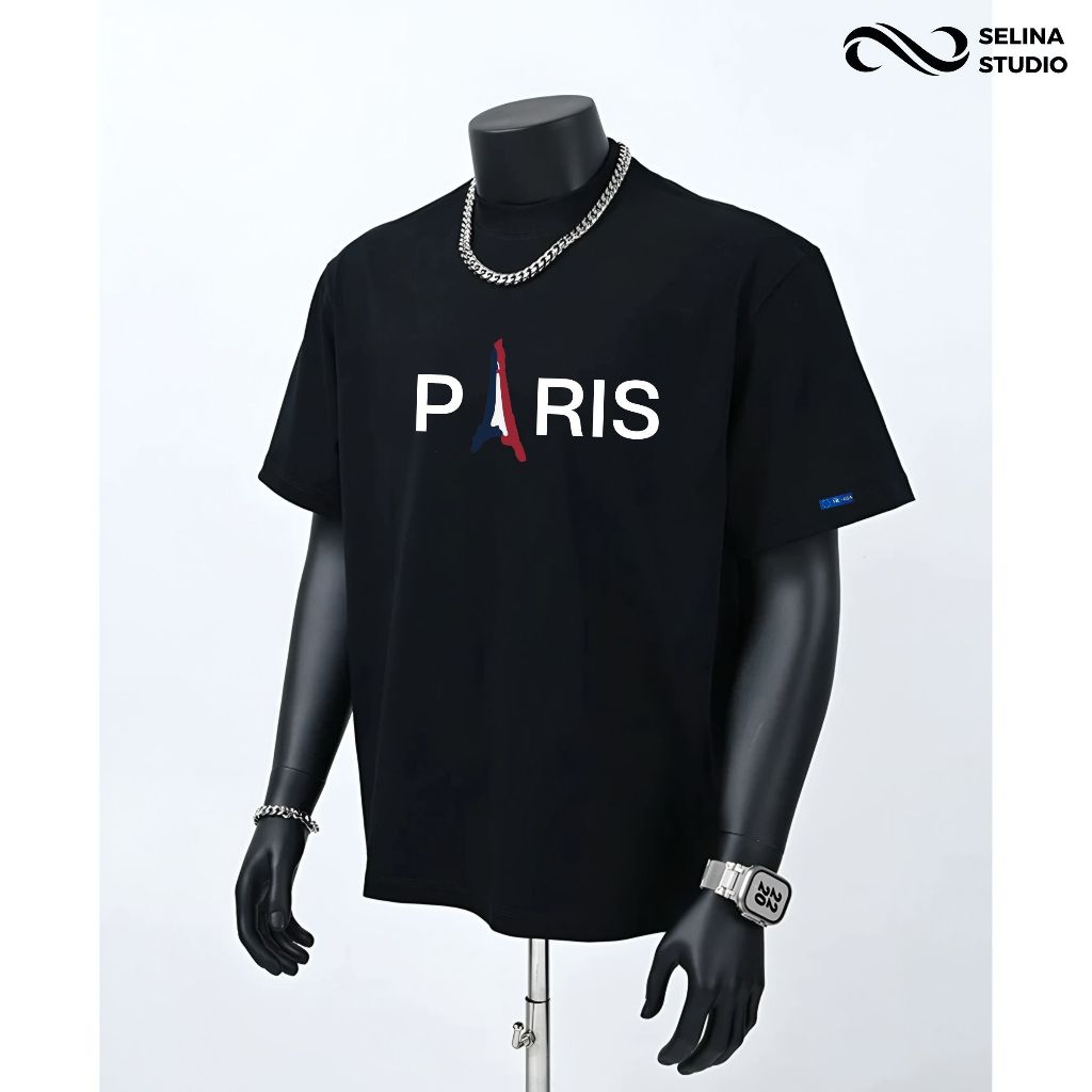 Áo Thun Paris Tháp Eiffel Áo Thun Form Boxy Unisex Vải Cotton 250gsm Định Lượng 250gsm