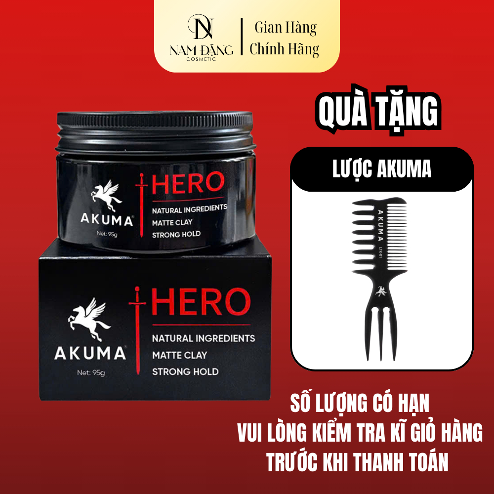 Combo Ưu Đãi Sáp Vuốt Tóc AKUMA HERO Matte Clay 95g – Tặng Gôm Mềm + Lược Vuốt Tóc