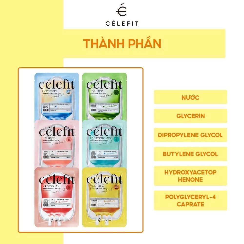 Lẻ 1 Mặt Nạ Cấp Ẩm, Dưỡng Da Celefit Essential Mask 23g