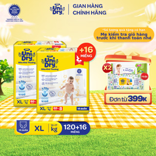 [Siêu khô thoáng] Combo 2 Tã quần UniDry Siêu khô thoáng gói Super Jumbo mới size M76/L68/XL60/XXL54+ 8 miếng