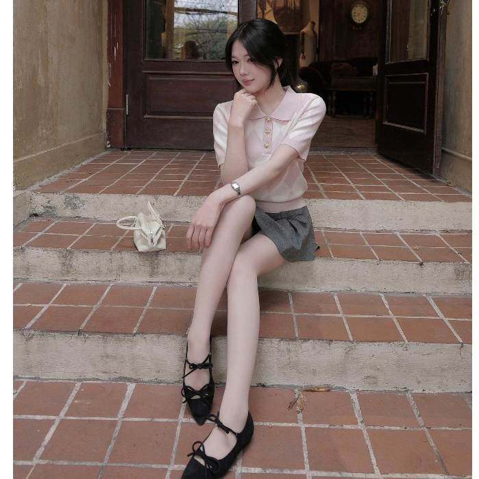HTIQUE - DEAL mở bán Áo len dệt kim polo hồng pastel, Áo len dệt kim nữ họa tiết quả trám basic nhẹ nhàng AP01 | BigBuy360 - bigbuy360.vn