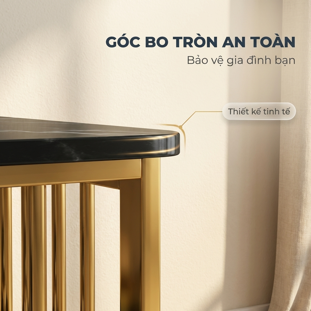 HUHU Bàn trà bàn sofa phòng khách 2 tầng mặt vân đá đen khung vàng sang trọng phong cách hiện đại | BigBuy360 - bigbuy360.vn