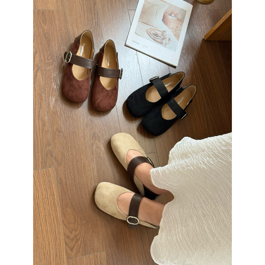 GIÀY BÚP BÊ NAGASHOES MŨI VUÔNG QUAI DA KHÓA NAB130