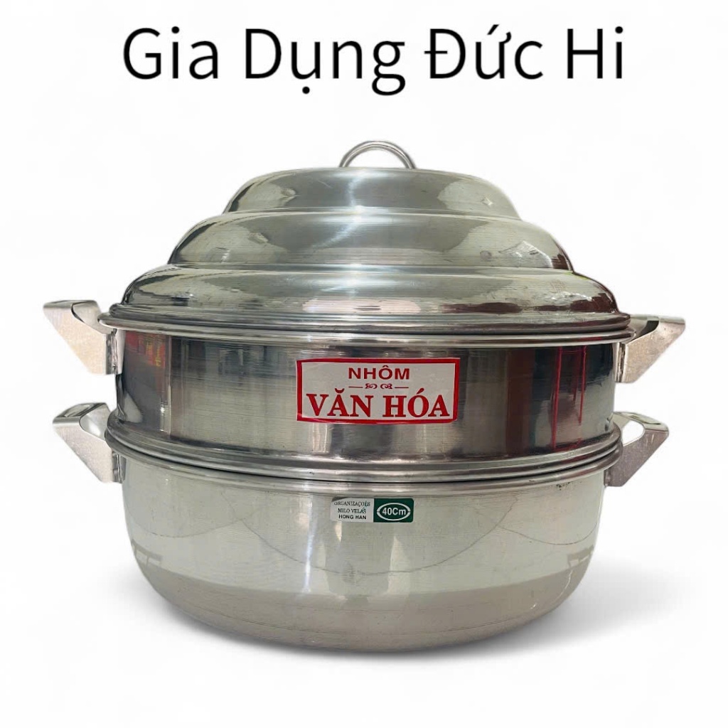 Nồi Hấp 2 Tầng Đường Kính 40cm - Nhôm Văn Hóa Chất Lượng Cao
