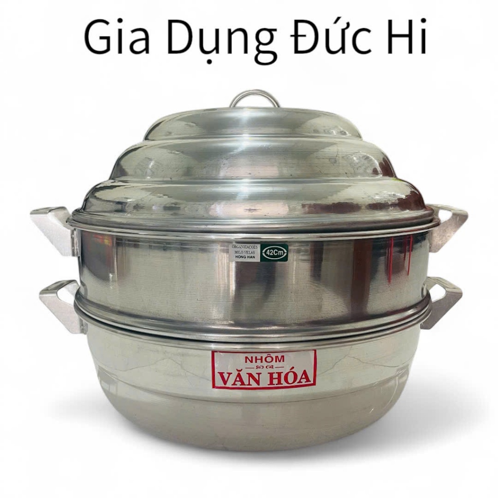 Nồi Hấp 2 Tầng Đường Kính 42cm - Nhôm Văn Hóa Chất Lượng Cao