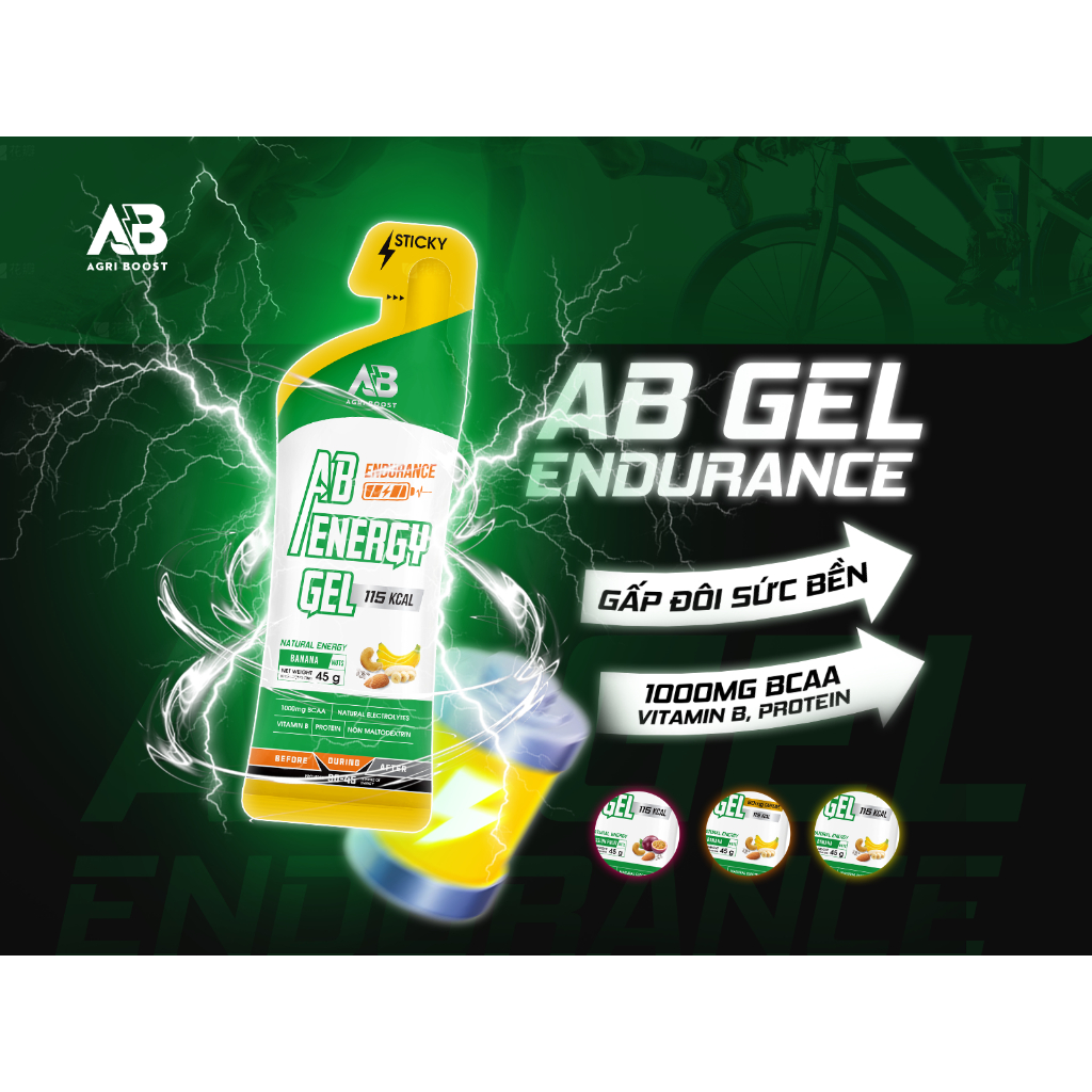 Gel Năng Lượng AB Endurance – Gấp đôi sức bền, bổ sung BCAA & điện giải