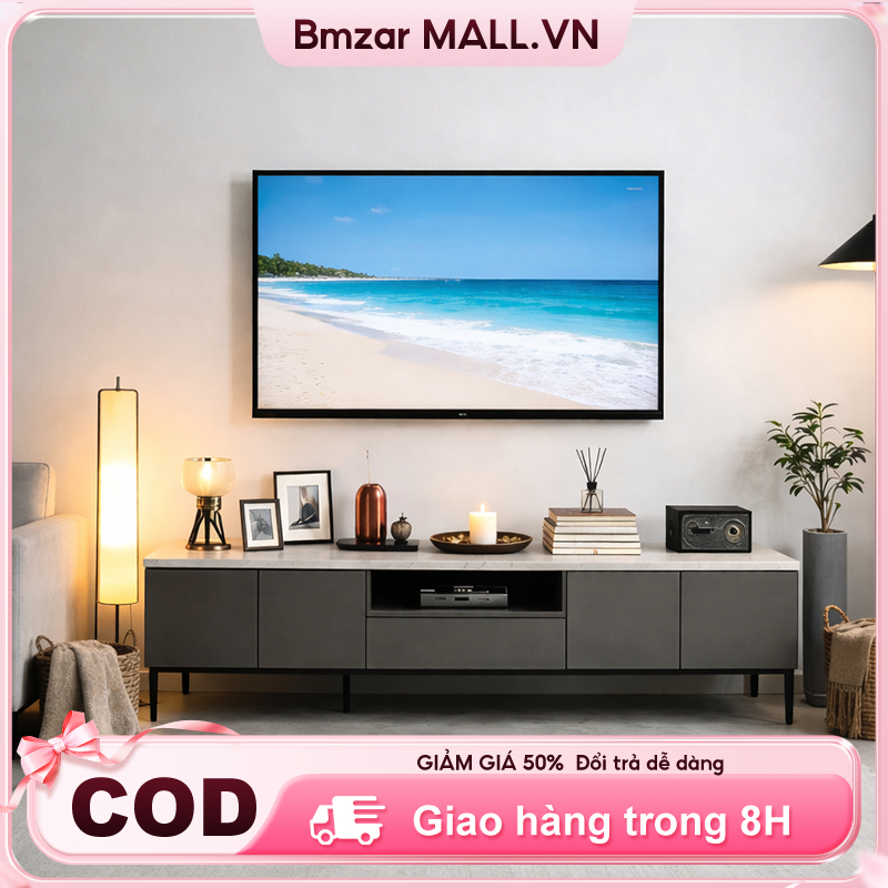 Kệ tivi kiểu Bắc Âu này có các ngăn kéo lớn để lưu trữ đồ đạc và khả năng chịu tải lên đến 200kg | BigBuy360 - bigbuy360.vn