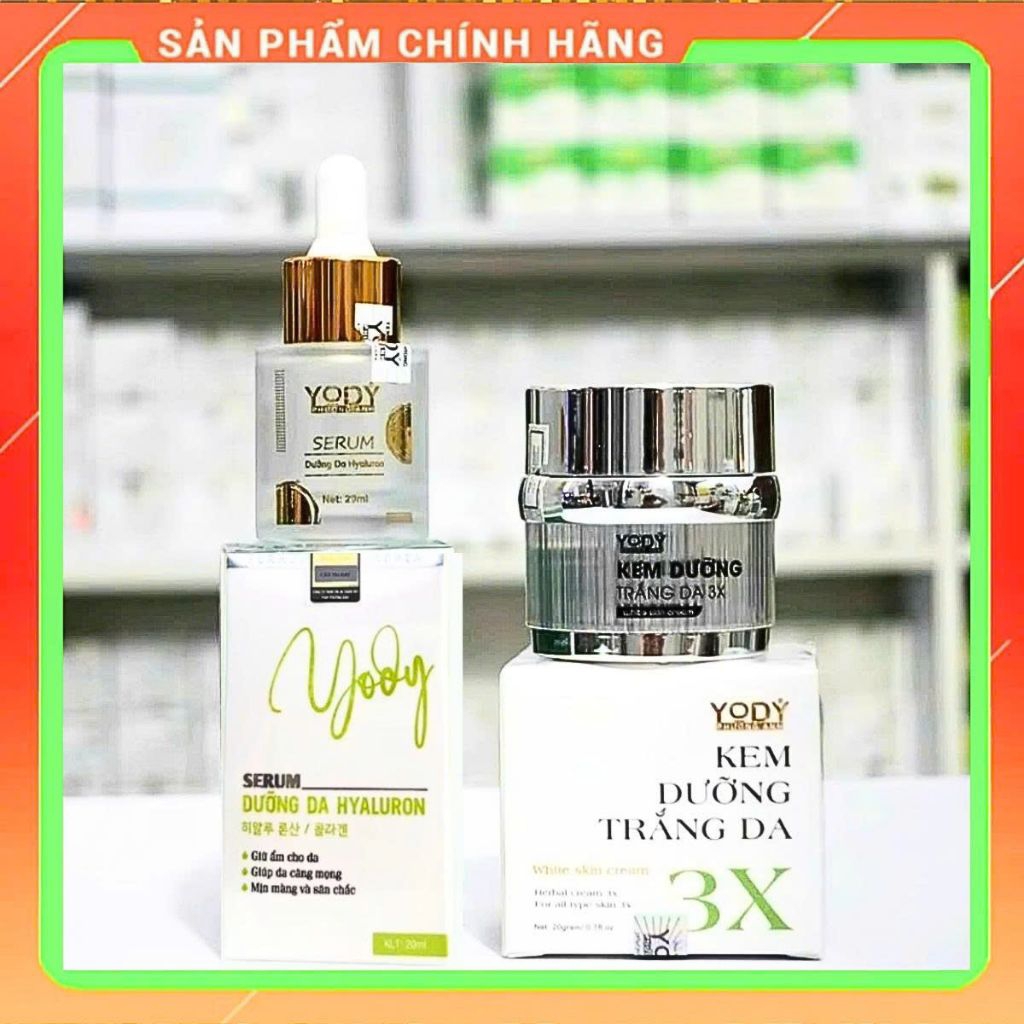 Combo dưỡng phục hồi sau tái tạo Kem ngày 3X và serum dưỡng trắng Yody White Phương Anh