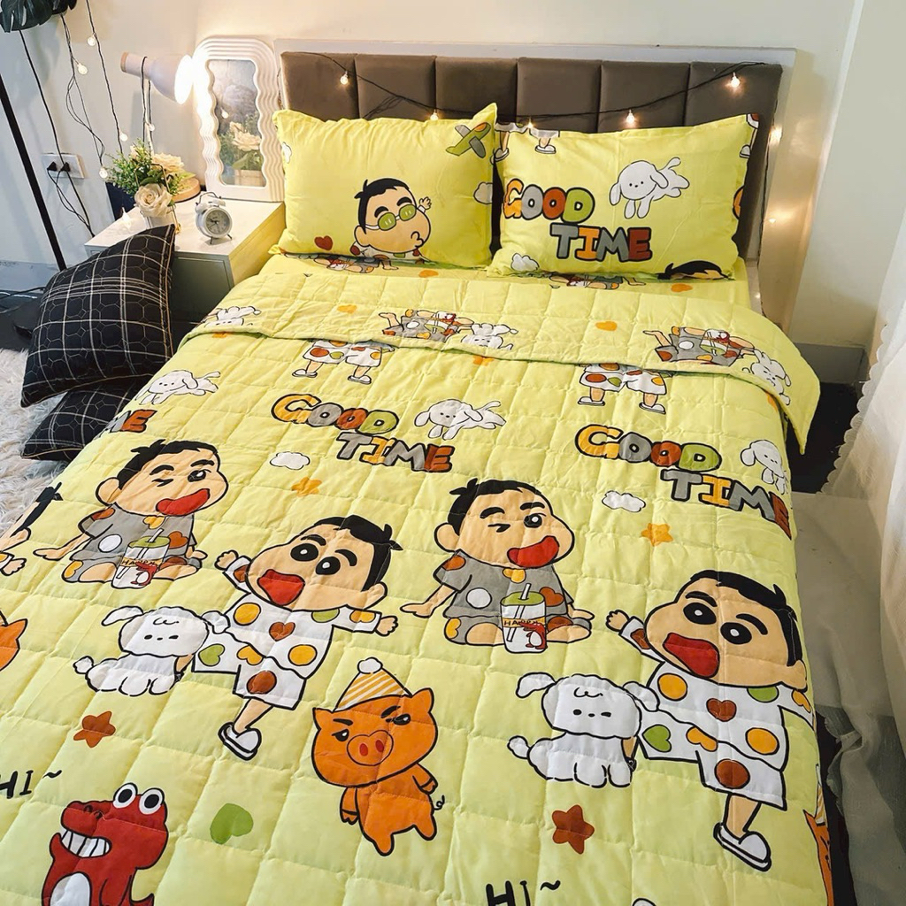 bộ 5 món chăn Ga gối shin xanh mềm mại, thoáng mát