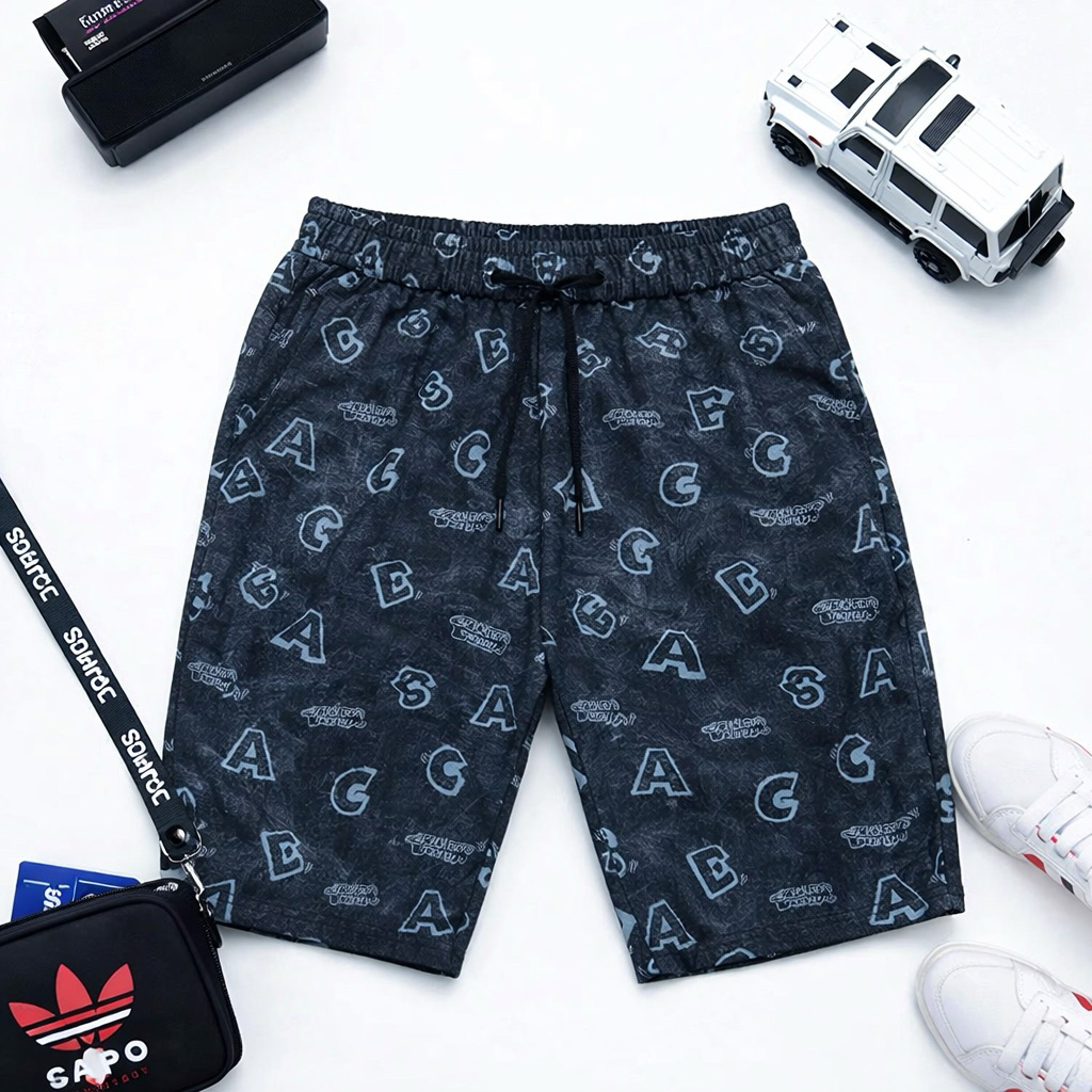 Quần short nam quần ngố nam hoạ tiết thời trang vải thun umi cao cấp