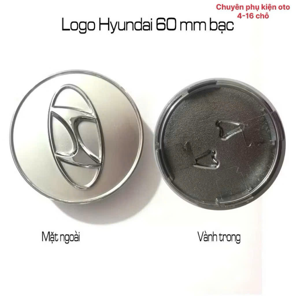 4 chiếc Logo lazang bánh xe Hyundai I10, Elantra, Santafe, I20, I30, Sonata, Avante, - Đường kính: 6