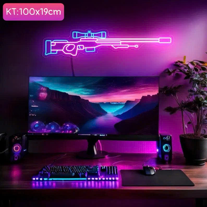 (Tặng kèm keo dán)Đèn led neon GAMING.Đèn trang trí.Đèn decor PC.Đèn ngủ