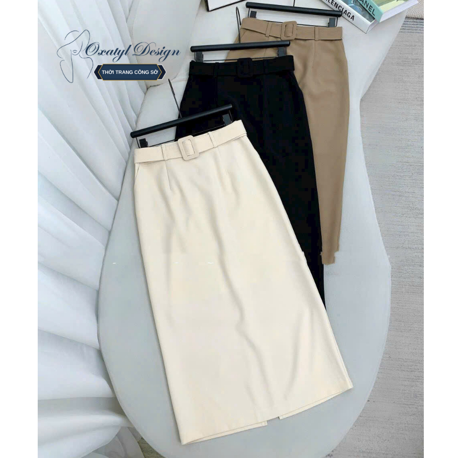 Chân váy dài 2 lớp dáng midi dài 88cm có đai váy công sở CV57
