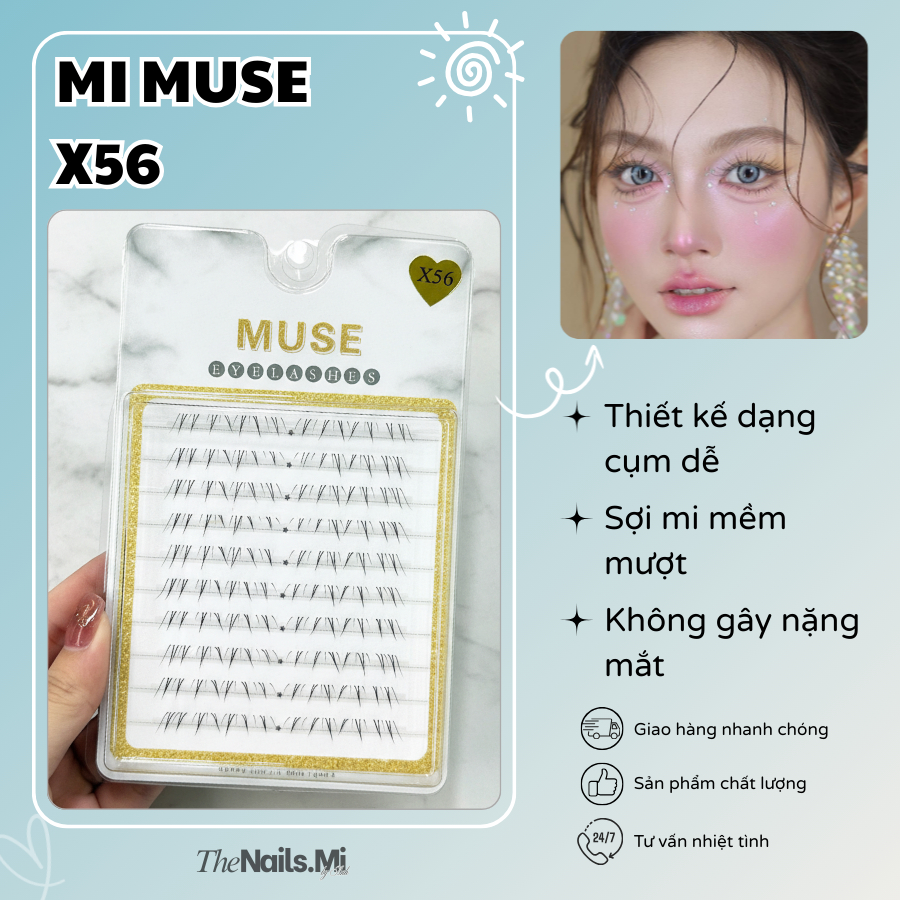MI MUSE X56 - Lông Mi Dưới Cụm Rời Tự Nhiên, Sợi Mi Mềm Nhẹ