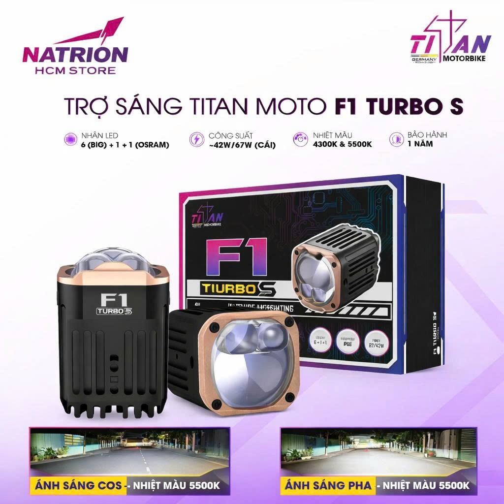 Đèn Trợ Sáng TITAN F1 Turbo S - Công Suất 67W - Đèn Bi Cầu Led F1 Turbo 2 Mắt Trợ Pha Chống Nước