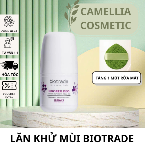 Lăn khử mùi Biotrade Odorex Deo Antiperspirant Roll-On kiểm soát mùi cơ thể 40ML TẶNG 1 MÚT RỬA MẶT