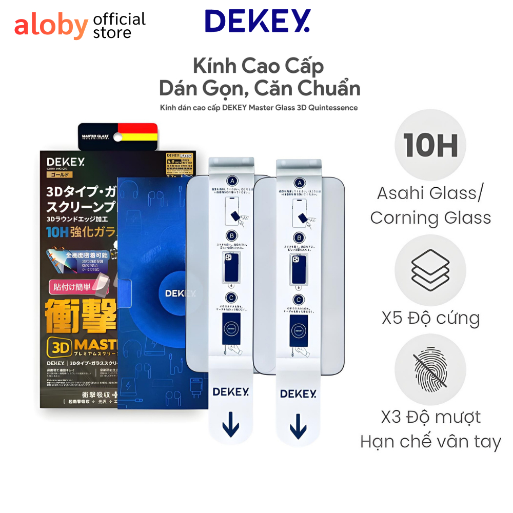 [Chính Hãng] [Có Khung] Kính Cường Lực iPhone Series Dekey 3D MASTER GLASS QUINTESSENCE 10H Viền Mỏn