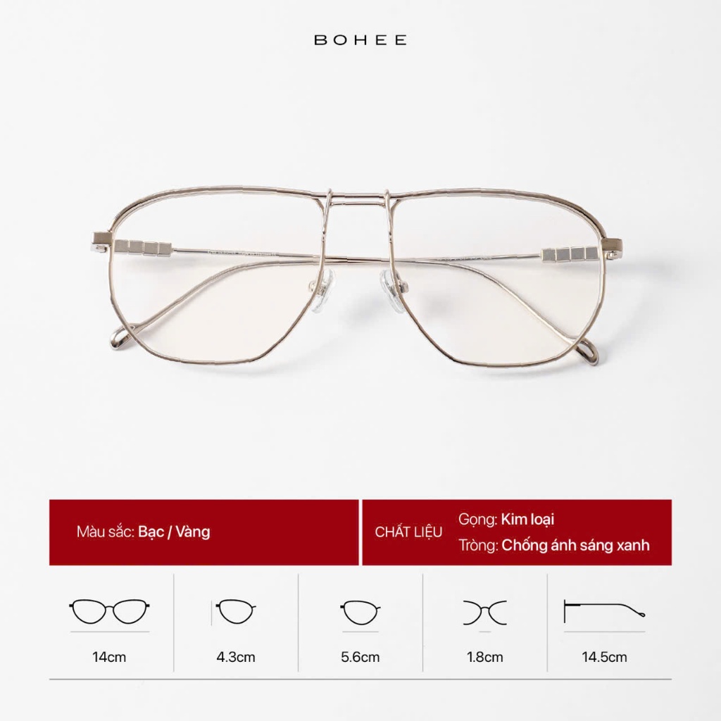 [EYES by BOHEE ] Kính thời trang gọng kim loại lục giác tích hợp chống ánh sáng xanh - K04