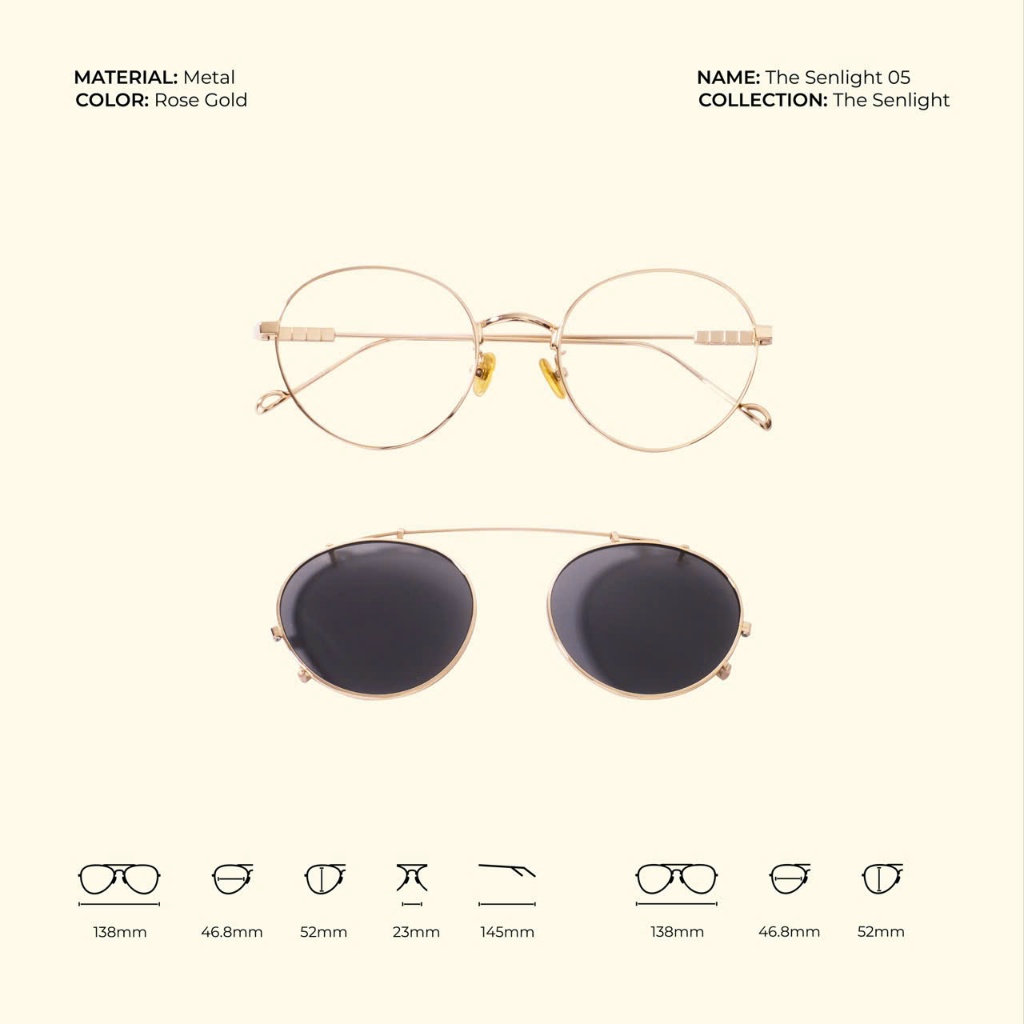 [ EYES by BOHEE ] - Kính mắt thời trang gọng kim loại thiết kế 2 tròng mắt thường và mắt râm " The S