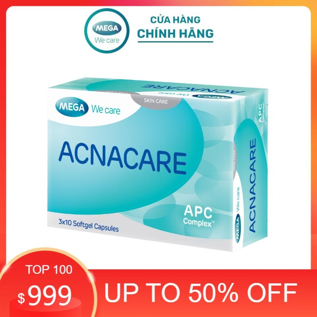 Viên uống giảm mụn, giảm nhờn - Kẽm, Crôm, D.Salina, Vitamin C, Vitamin E - ACNACARE Mega We Care (3