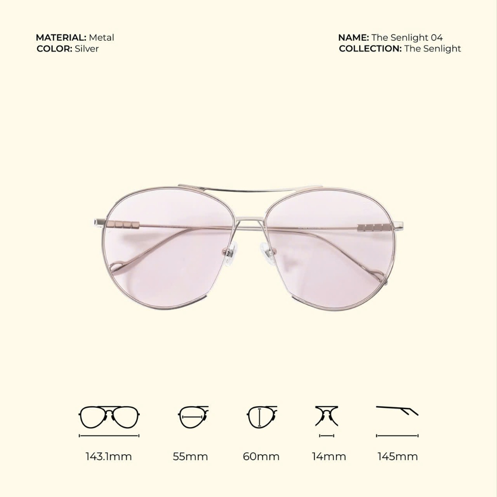 [ EYES by BOHEE ] - Kính mắt thời trang gọng kim loại dáng tròn to " The Senlight 4 " - K09