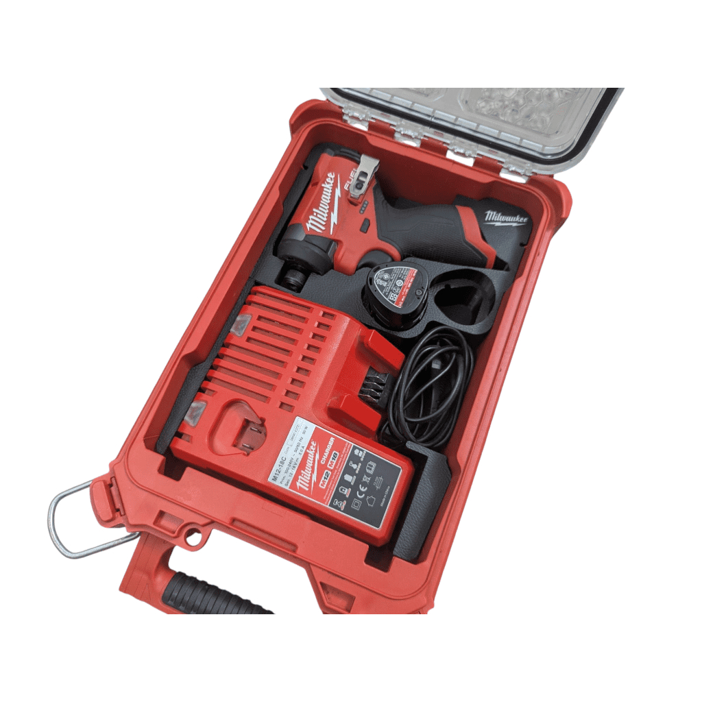 Khay đụng máy vặn vít Milwauke M12 FID2 (3453) và sạc đôi M12-18C (sạc thường) cho thùng 8435