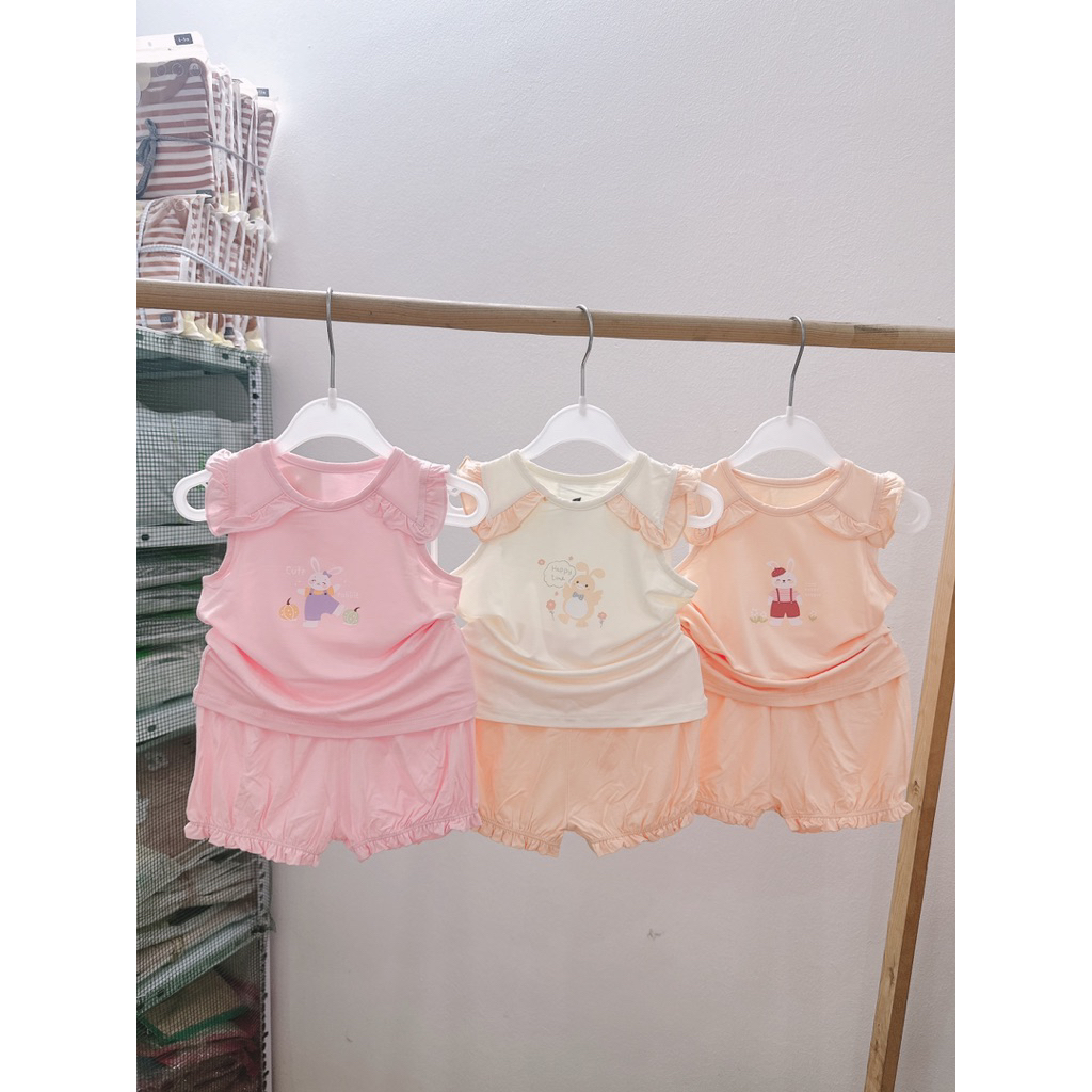 Bộ sát nách Lullaby bé gái Rayon bèo cổ chất rayon mềm mát cho bé từ 6m đến 4y