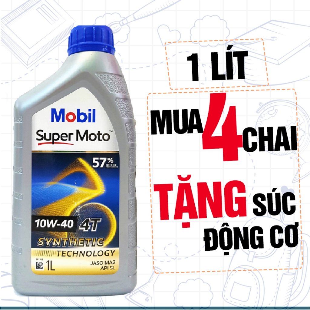 (Có QUÀ) Nhớt Mobil Xe Số 10W40 0.8L - 1L, Nhớt Xe Máy Tổng Hợp, Nhập Khẩu Singapore
